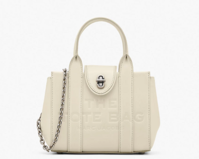 The Turnlock Crossbody Tote Bag white